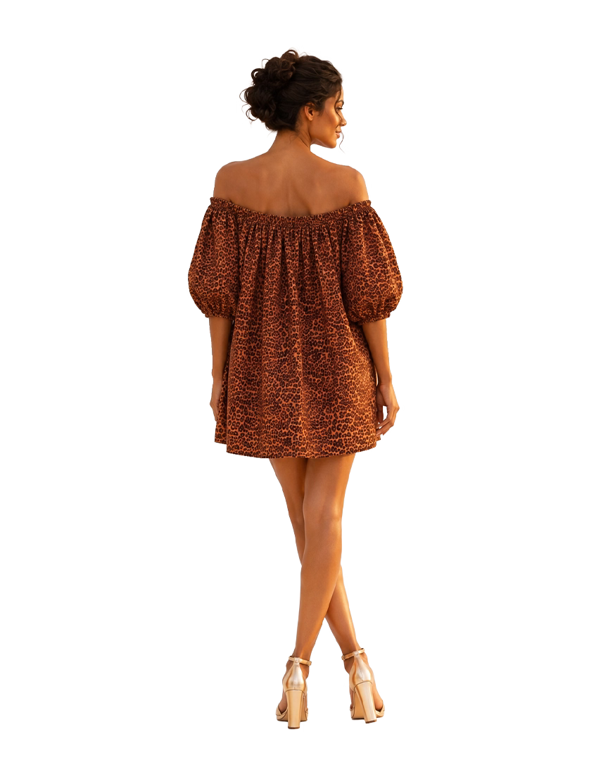 Leopard Print Off-Shoulder Mini Dress