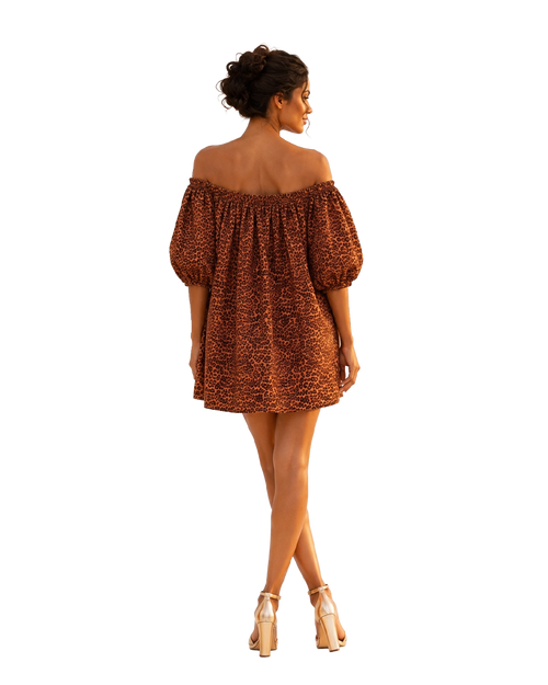 Leopard Print Off-Shoulder Mini Dress