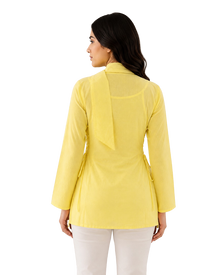 Lemon Yellow Short Kurti With Attached Choker Scarf