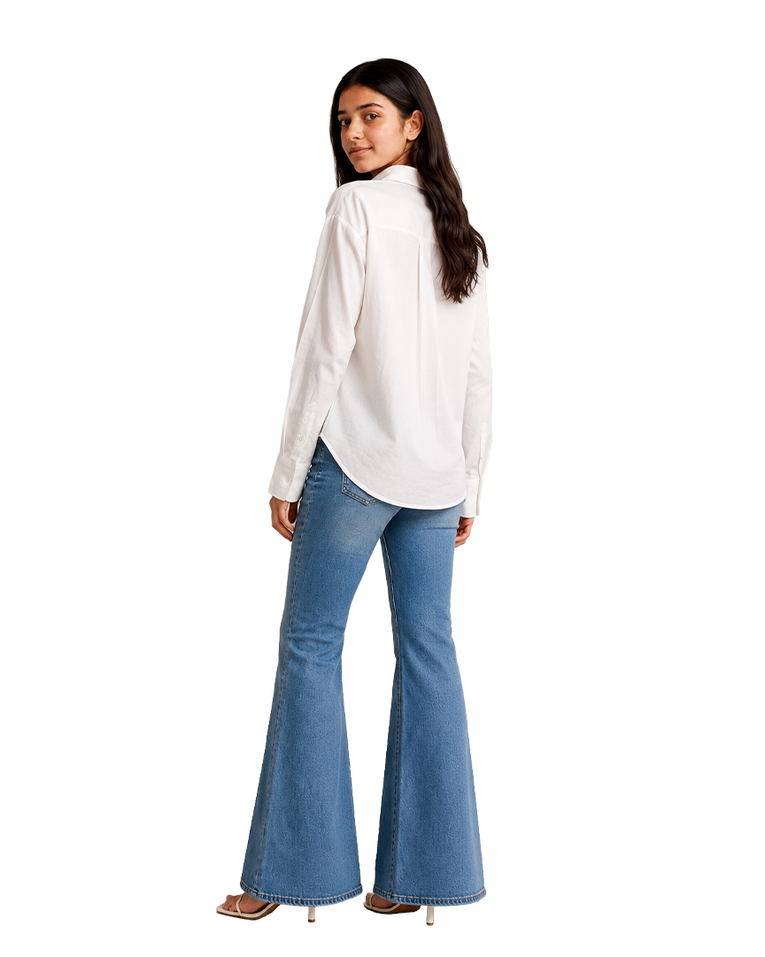 White Cotton Shirt With Leopard Print Pocket
