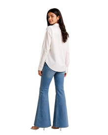 White Cotton Shirt With Leopard Print Pocket