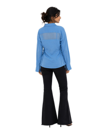 Sky Blue Cotton Mulmul Shirt With Side Ties