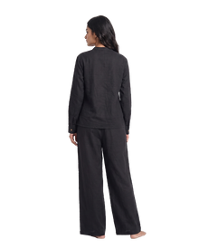 Classic Black Slub Tunic & Trousers Set