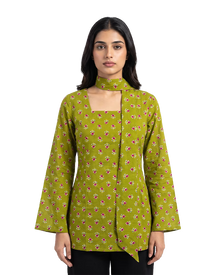 Floral Printed Short Kurti With Choker Dupatta