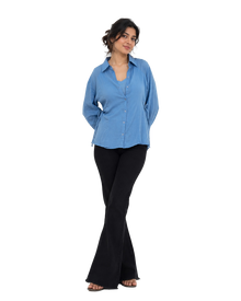 Sky Blue Cotton Mulmul Shirt With Side Ties