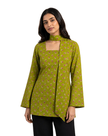 Floral Printed Short Kurti With Choker Dupatta