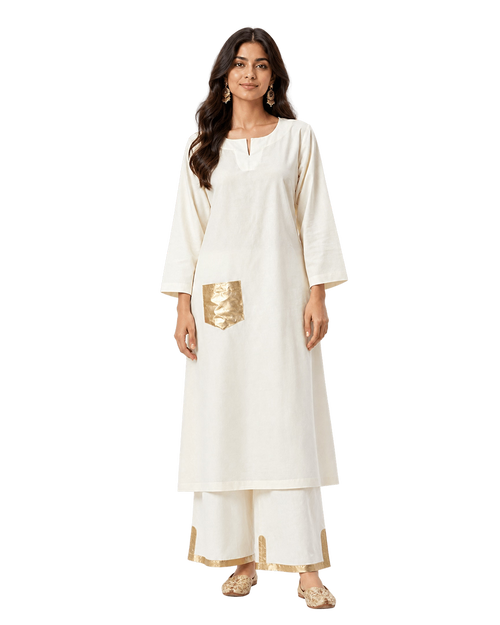 Metallic Accent Cotton Kurta Set