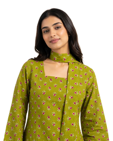 Floral Printed Short Kurti With Choker Dupatta