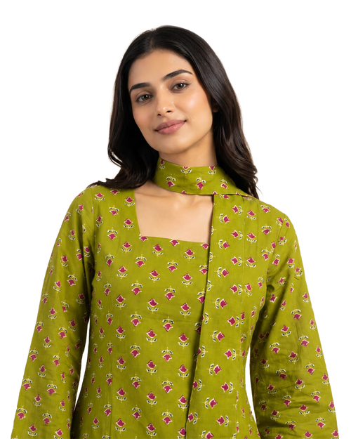 Floral Printed Short Kurti With Choker Dupatta