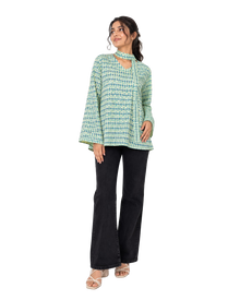 Pineapple Printed Short Tunic With Neck Band