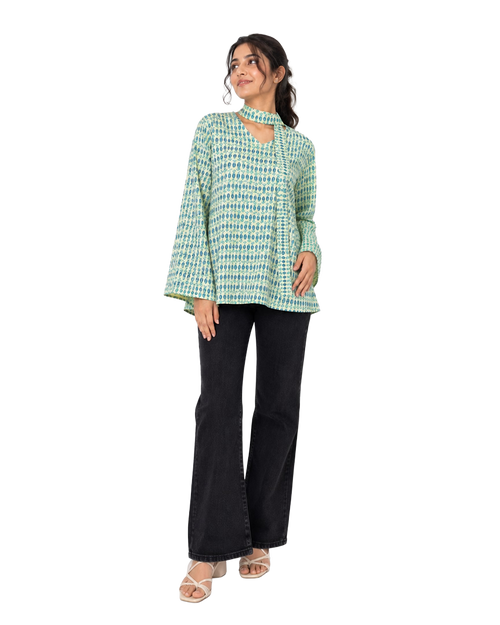 Pineapple Printed Short Tunic With Neck Band