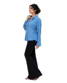 Sky Blue Cotton Mulmul Shirt With Side Ties