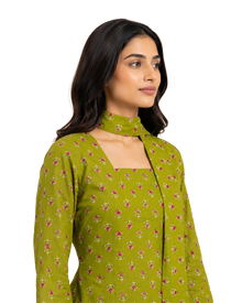 Floral Printed Short Kurti With Choker Dupatta