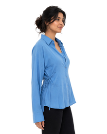 Sky Blue Cotton Mulmul Shirt With Side Ties