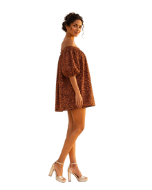 Leopard Print Off-Shoulder Mini Dress