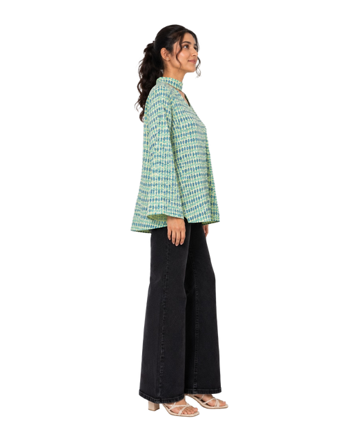 Pineapple Printed Short Tunic With Neck Band